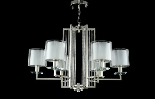Люстра подвесная NICOLAS SP-PL6 NICKEL/WHITE Crystal Lux белая на 6 ламп, основание никель в стиле современный  фото 3